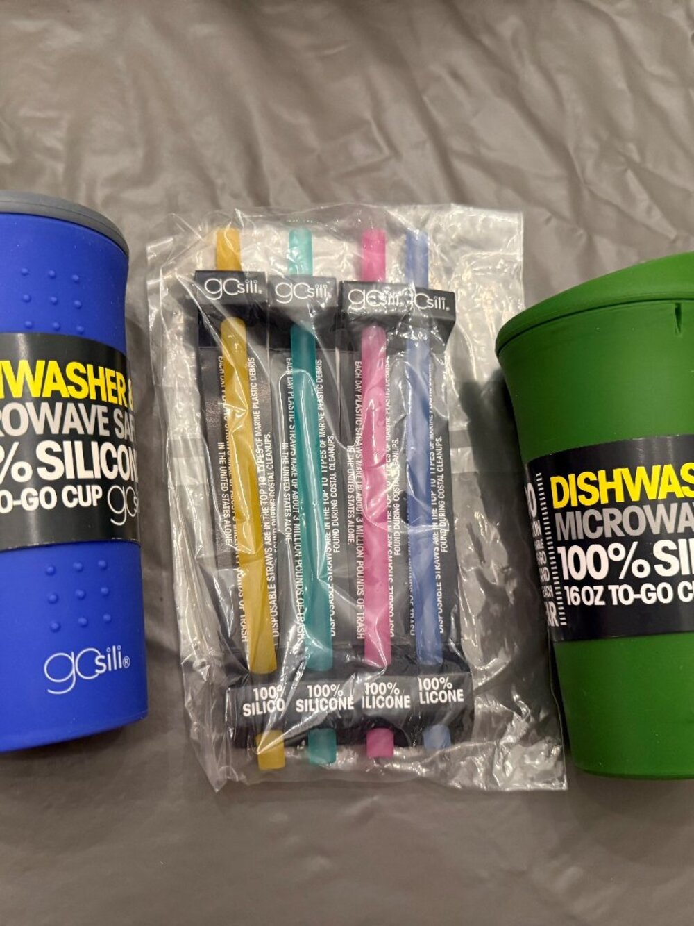 goSili reusable silicone cups and straws bundle